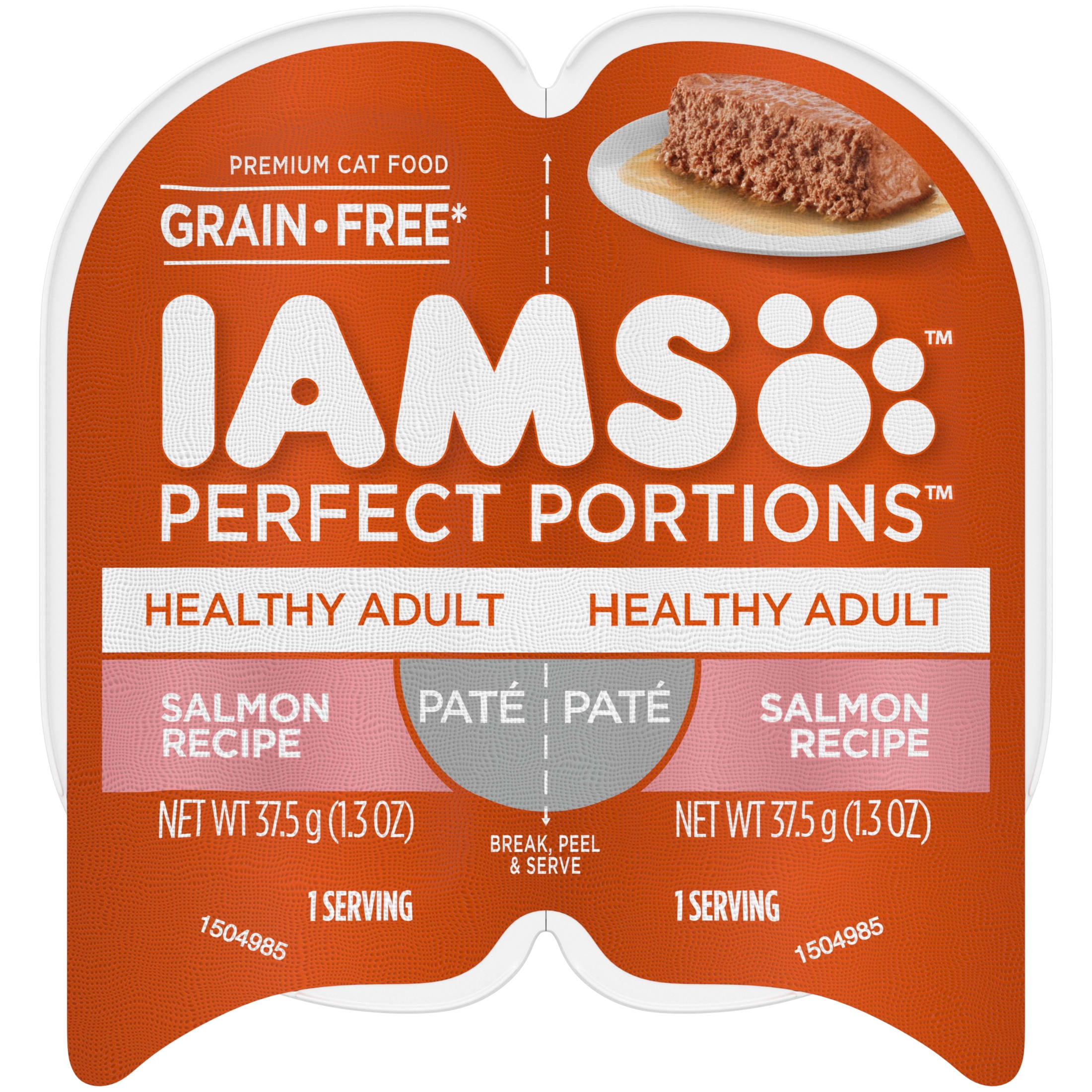 (2 pack) Iams Perfect Portions Pate Salmon Recipe Healthy Adult Cat Food, 2.6 Oz Twin-Pack Tray