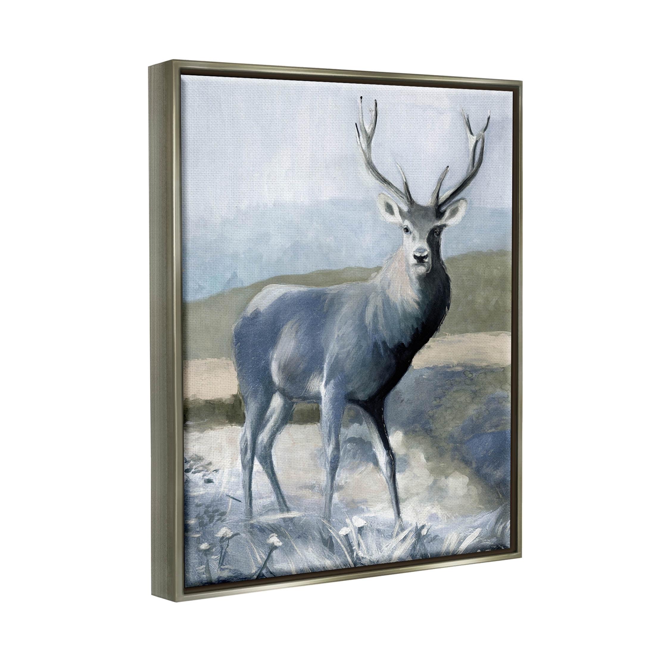 Woodland Wildlife Deer Portrait Animals & Insects Graphic Art Luster Gray Framed Art Print Wall Art