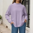 thumbnail image 4 of Sweatshirts for Women Side Slit Neck Solid Long Sleeve Trendy Clothes 2025, 4 of 5
