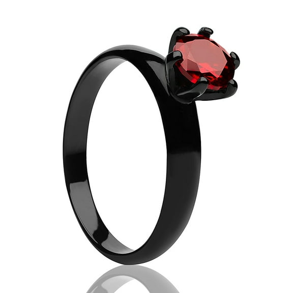 Black Solitaire Ring - Titanium Wedding Ring - Ruby Wedding Ring - Solitaire Wedding Ring, 7.25