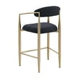 thumbnail image 4 of Modern Boucle Bar Stools Set Of 2 Modern Upholstered Bar Height Barstools Vintage High Island Chairs with Metal Frame/Back/Arms for Kitchen/Home Pub/Dining Room,Black+Gold Metal Furniture Dining, 4 of 7