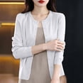 thumbnail image 4 of Ghalytn Women's Crew Neck Cardigan Sweater - Slim Fit Long Sleeve Button Front Knit Top with Ribbed Trim, 4 of 6