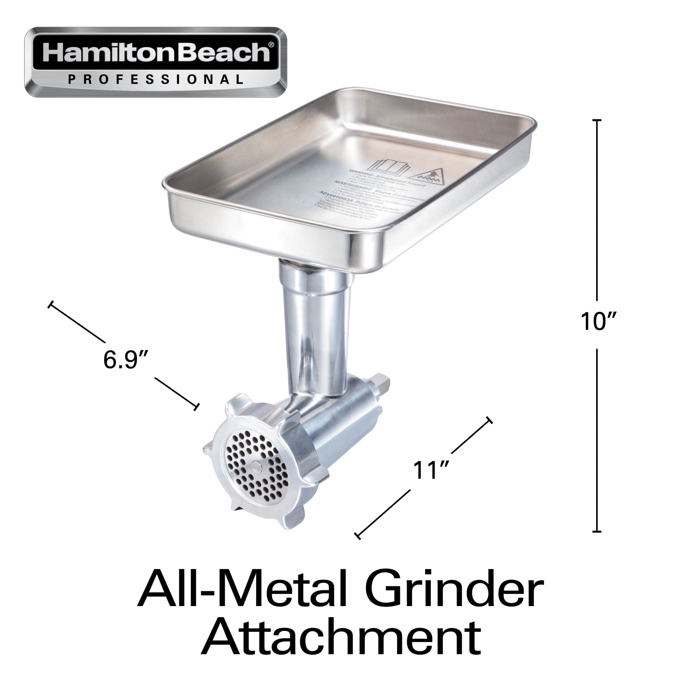 Hamilton Beach Professional Stand Mixer Specialty Attachment, All-Metal Meat and Food Grinder Attachment Set