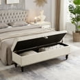 thumbnail image 2 of 59" Bed Bench Ottoman with Storage Beige Fabric, 2 of 6
