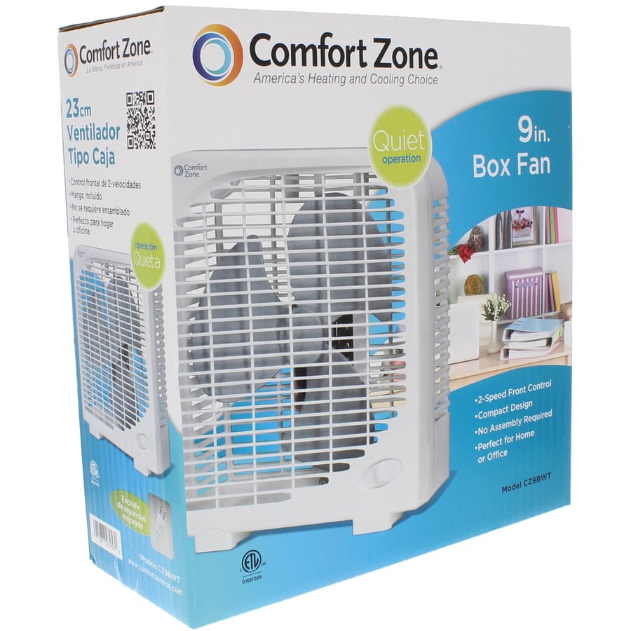 Comfort Zone 9 3 Speed Portable Box Fan For Home White Walmart Com