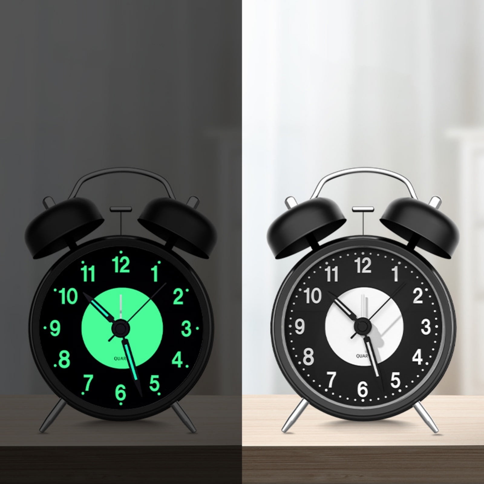 Twfbrm Super Loud Alarm Clock for Heavy Sleepers, 4.73 Inch Silent Non-Ticking Quartz with Backlight, Round Bedside Desk Alarm Clock for Office, Dorm, Home