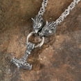 thumbnail image 4 of GKNET 6mm Silver Stainless Steel Wolf Head Thor's Hammer Pendant Byzantine Necklaces-60cm(24in) Necklace, 4 of 6