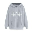 thumbnail image 4 of Hoodies Woman Clearance, Women's Hoodies Heart Print Loose Casual Long Sleeve Sweatshirt Tops, 4 of 6
