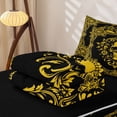 thumbnail image 6 of Homewish Halloween Goth Skull Zipper Twin Comforter Sets with Fitted Sheet and 2 Pillowcases,Vintage Damask Floral Zipper Bedding Set,Black Golden,Black Reversible,4pcs, 6 of 8