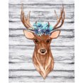 thumbnail image 2 of Safdie & Co. Throw Ribbed Flannel Print Floral Deer, 2 of 3