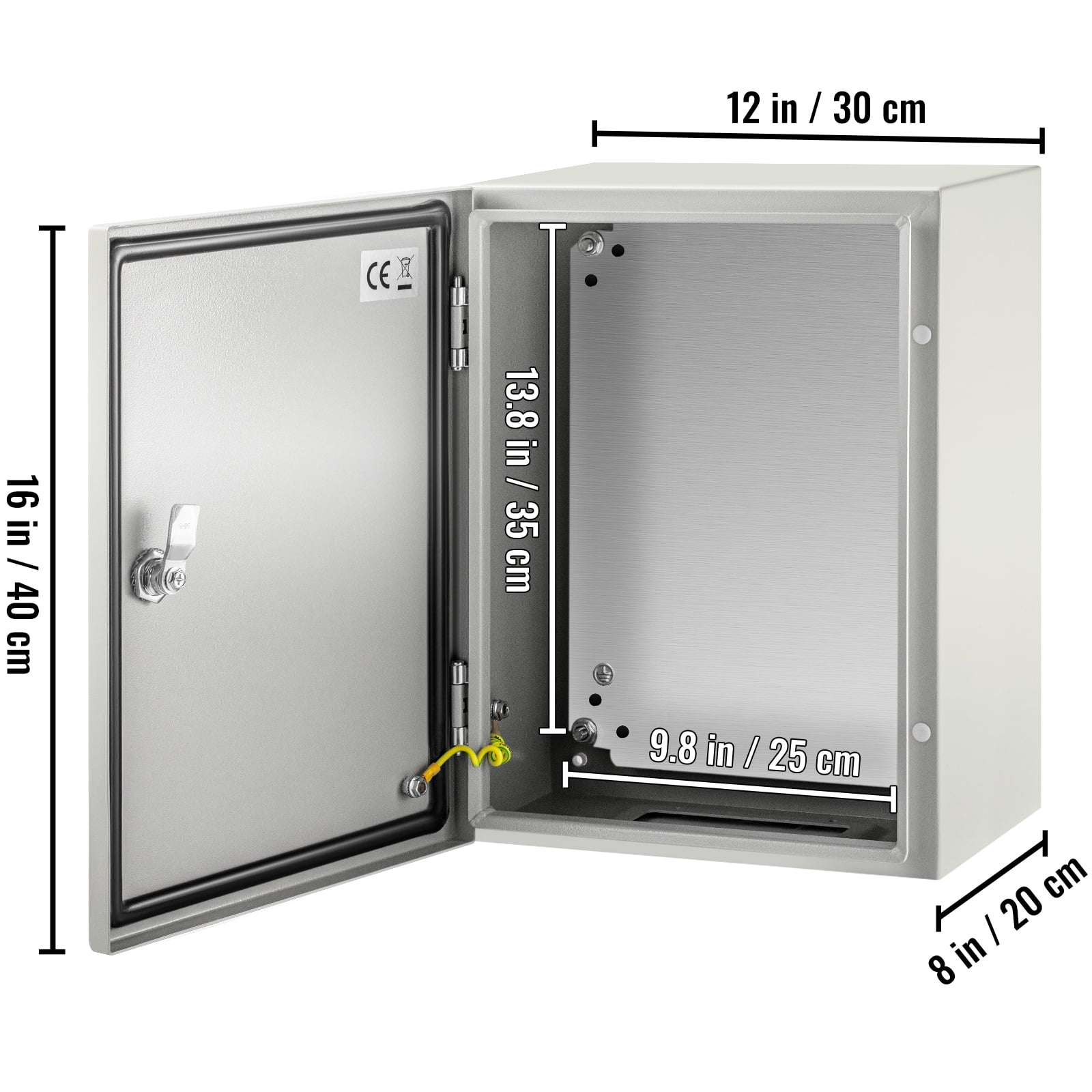 KFFKFF Steel Electrical Box SPT 16 x 12 x 8 in Carbon Steel Gray, 1 Count