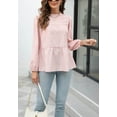 thumbnail image 2 of Animal Print Ruffle Neck Long Sleeve Tiered Blouse for Women Pink Medium, 2 of 5