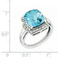 thumbnail image 2 of 925 Sterling Silver Rhodium Diamond and Checker-Cut Blue Topaz Ring Size 7, 2 of 5