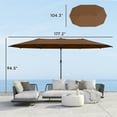 thumbnail image 3 of Garden Parasol, Double-Sided Sun Umbrella with LED Solar Lights, Patio Parasol for Outdoor, Coffee, 3 of 7