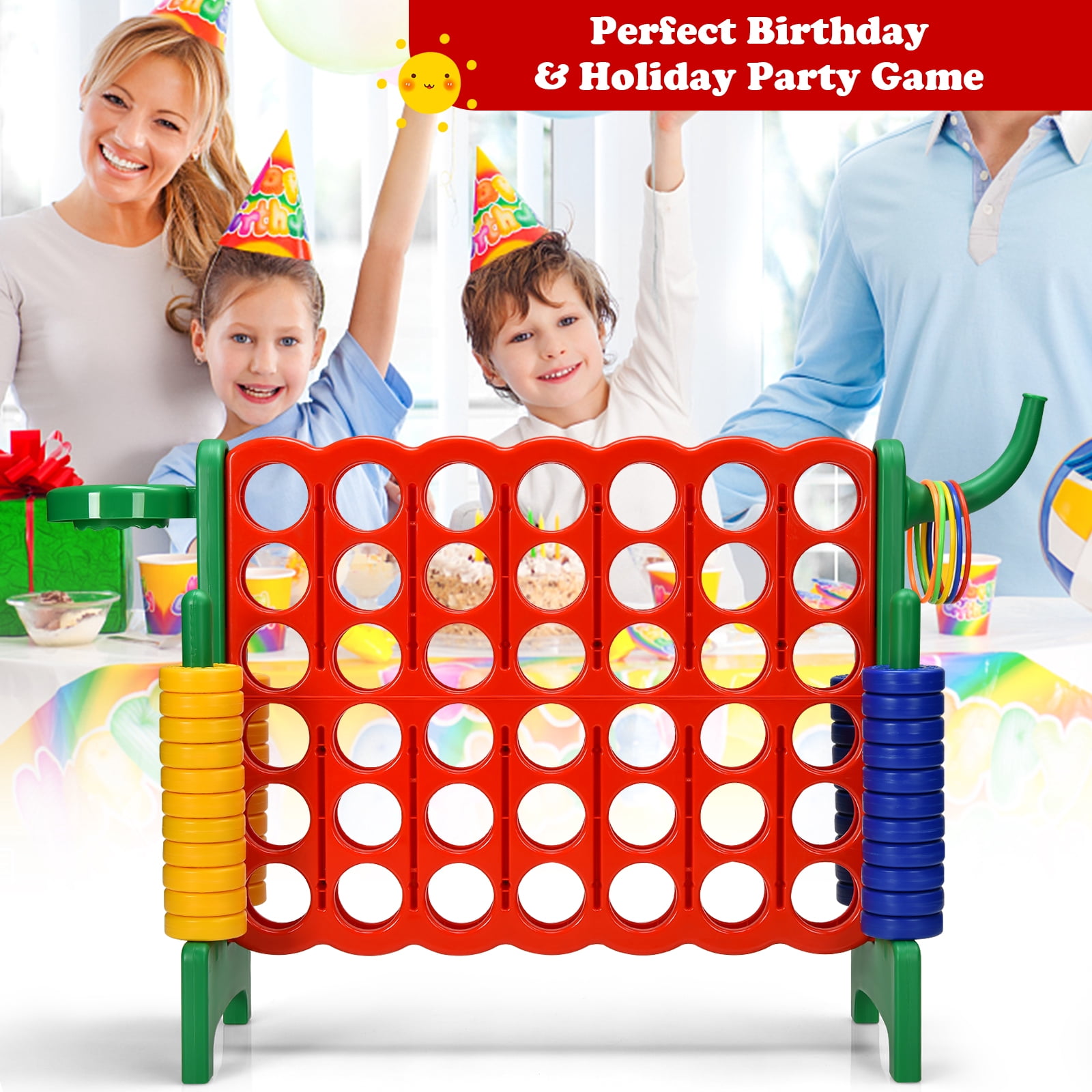 Infans 2.5Ft 4-to-Score Game Set Basketball Hoop Ring Game Indoor Outdoor