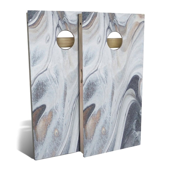 Skip's Garage | Gray Marble Cornhole Board Set | Includes Boards & Bags | Choose Your Size & Accessories
