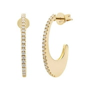 Rachel Koen Pave Diamond Oval Hoop Earrings 14K Yellow Gold 0.34Cttw