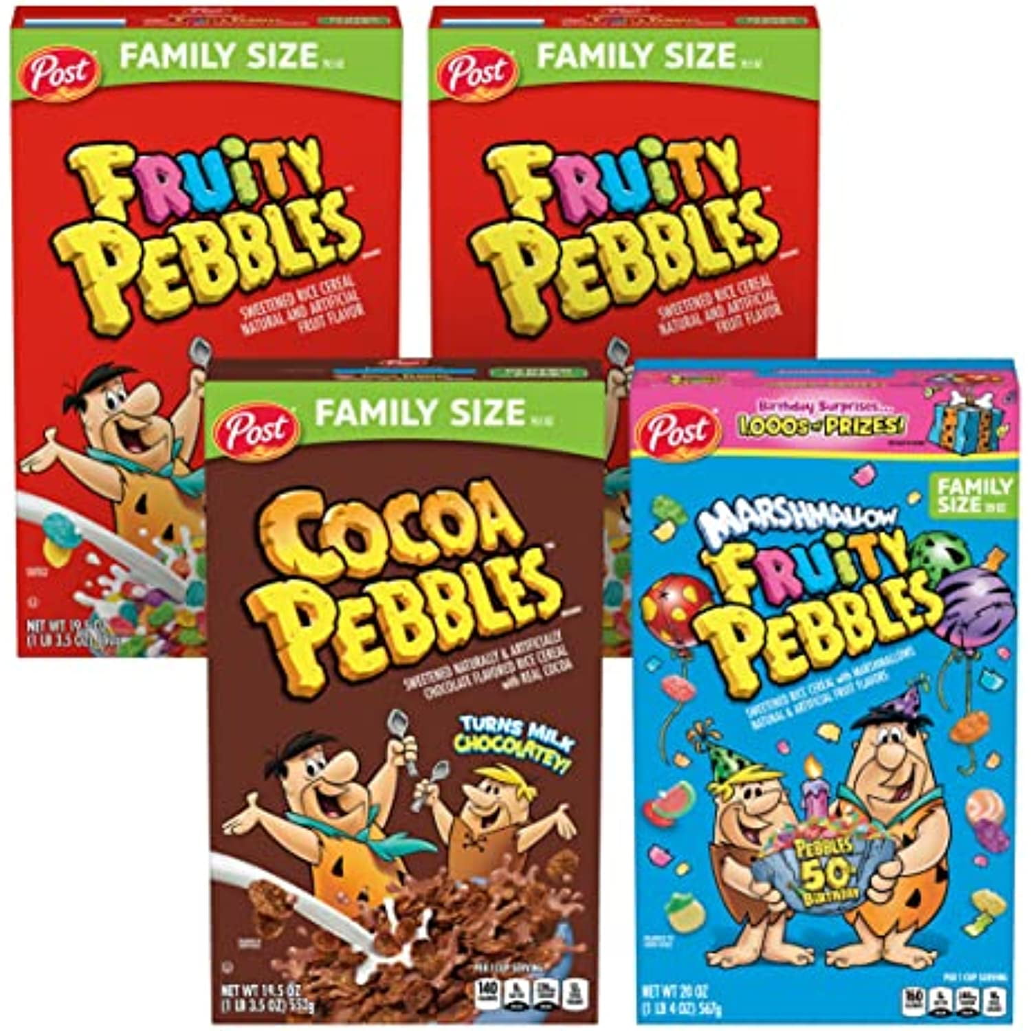 Post Pebbles Variety Pack Fruity Pebbles, Cocoa Pebbles, Marshmallow
