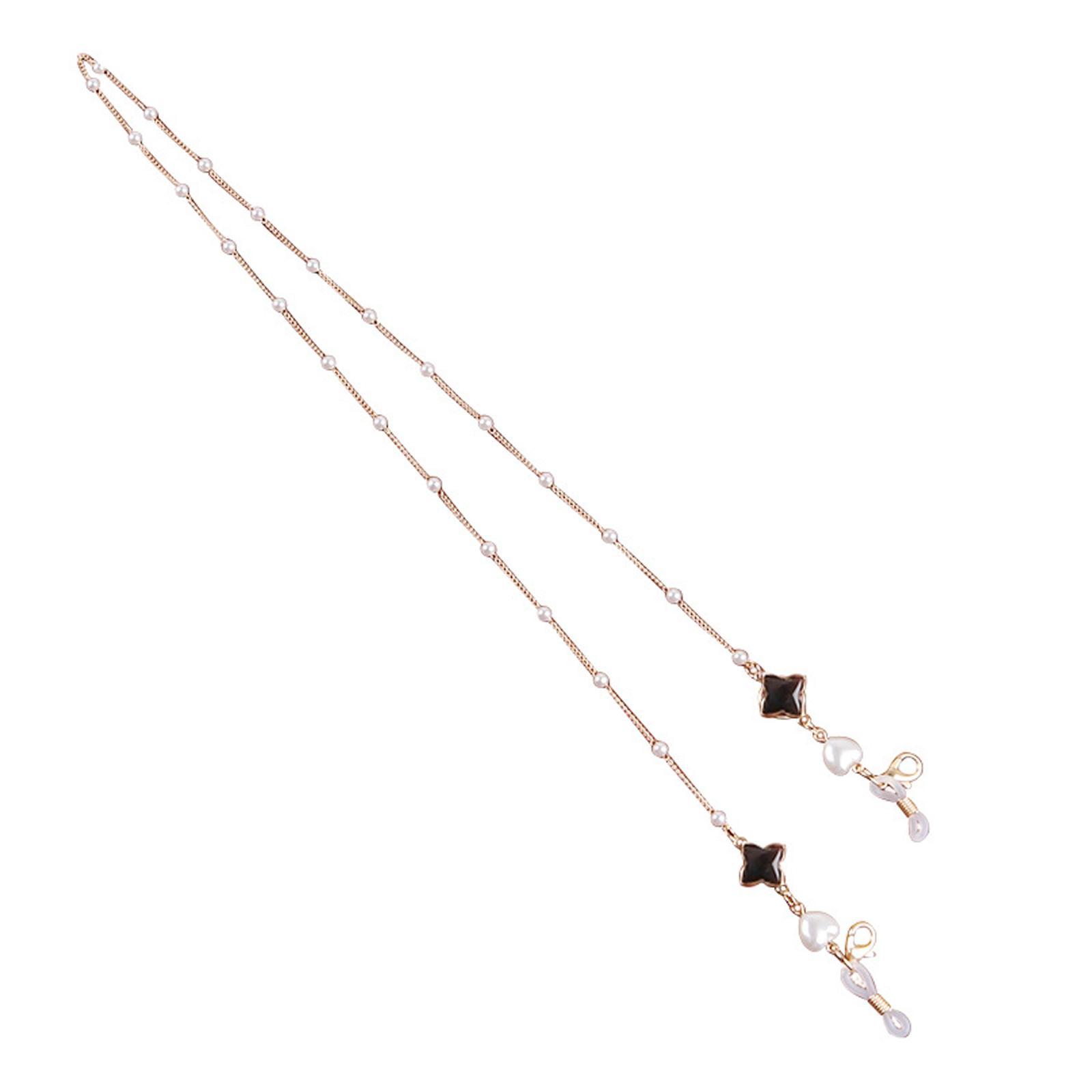 Eyeglass Chain White Bead Diamond Metal Fashion Minimalist Style Bead