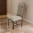 thumbnail image 6 of Maye 22 Inch Dining Chair, Set of 2, Tufted Ivory Fabric, Brown Pine Wood, 6 of 6