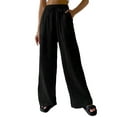 thumbnail image 2 of TANBOM Wide Leg Wrinkle Texture Rayon Women's Casual Pants Black (Women's S), 2 of 4