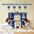 thumbnail image 5 of Kids Kitchen Playset, 3-in-1 Toddler Kitchen with Simulated Spray, Sounds and Lights, Play Kitchen Set with 74 PCS Cooking Accessory Set for Toddlers, Preschoolers, Children Ages 3-8, Blue, 5 of 8