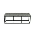 thumbnail image 3 of HomePop Draper Modern Metal and Fabric Large Ottoman with Button Tufting in Gray, 3 of 10