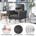 thumbnail image 3 of Modern Faux Leather Accent Club Chair Upholstered Armchair Living Room Single Sofa Wood Legs Black, 3 of 9