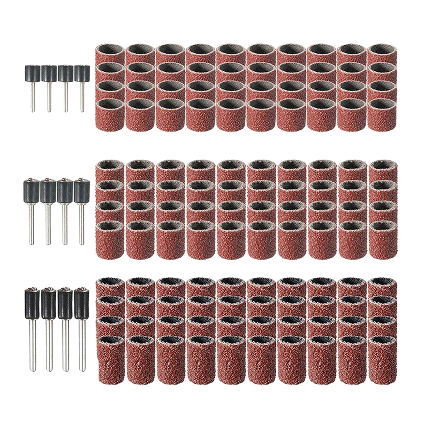 102 Pcs 120# Drum Sanding Kits For Rotary Tools With 1/2" 3/8" 1/4" Inch 