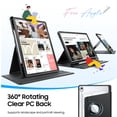thumbnail image 3 of Fintie 360 Degree Rotating Case for Samsung Galaxy Tab S10 Lite/ S10 FE/ S9 FE 5G 10.9 Inch/Tab S9 11 Inch with S Pen Holder, Swiveling Protective Stand Clear Back Cover, Black, 3 of 10