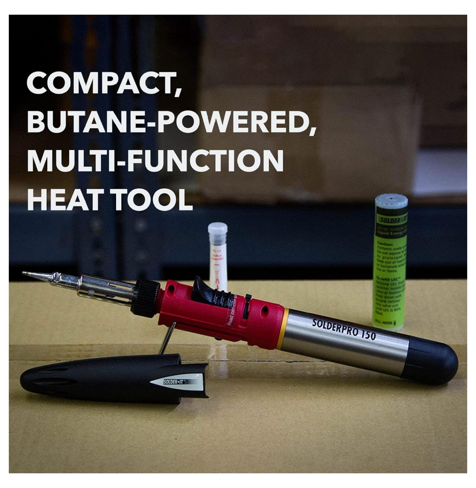 SolderPro 150 Soldering Iron Kit (PRO-150K) | Multi-Function Butane Heat Tool with Tips and Case | Cordless and Portable Soldering Gun | Home Improvement Tools and Soldering Kit