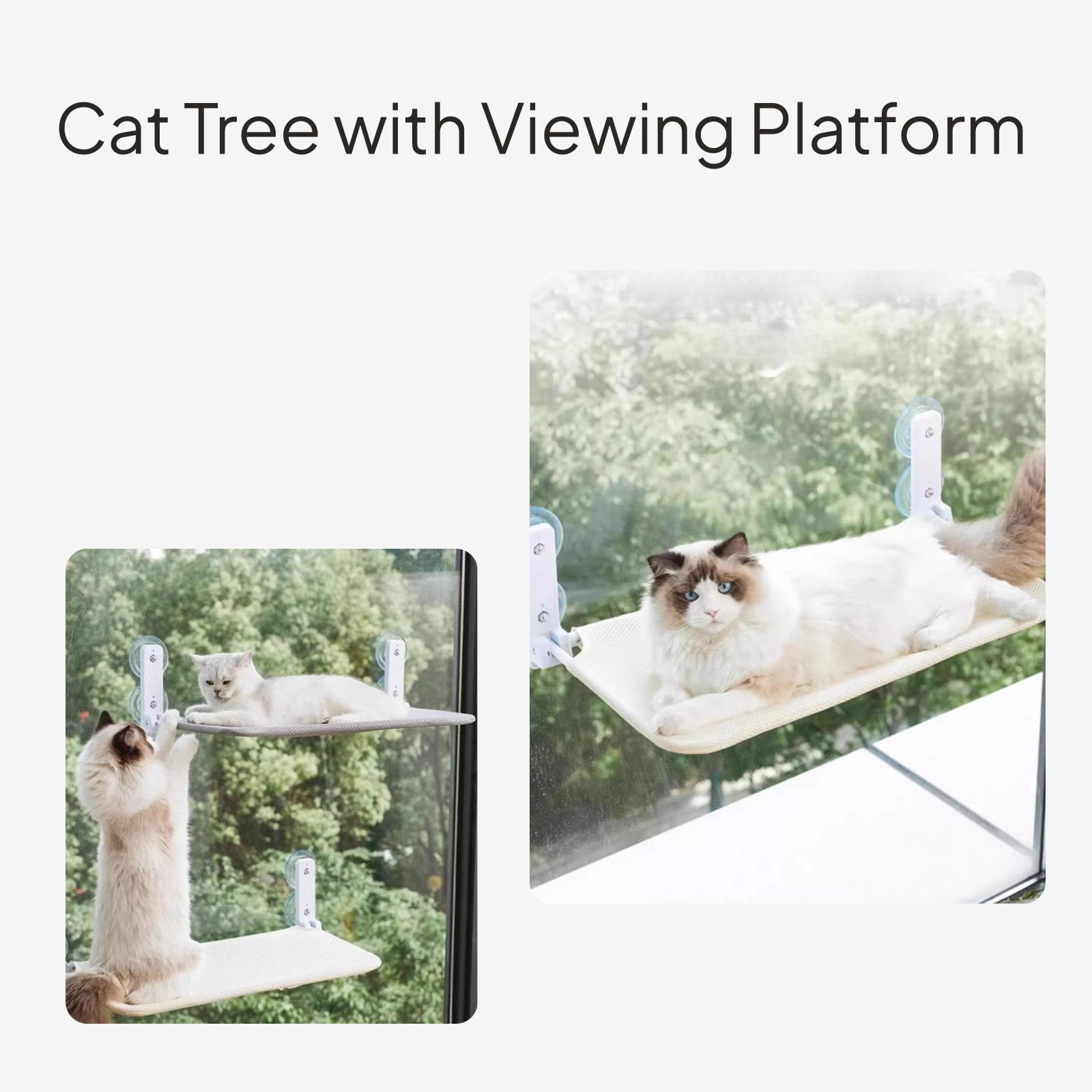 Tnarru Cat Resting Spot, Suction Holder Bed, Foldable Window Perch Light Gray