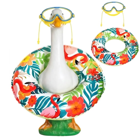 Forfamy Hawaiian Goose Outfit Summer Porch Goose Outfits Bikini Goose Clothes Cute Goose Costume for Outdoor Garden Yard Decor