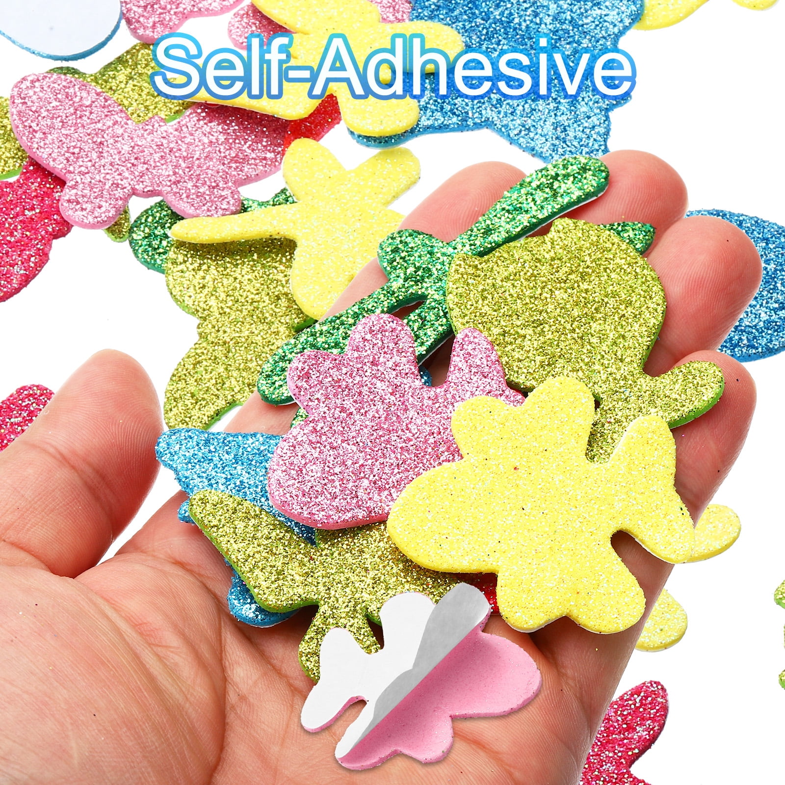 Unique Bargains 60Pcs Self-Adhesive Glitter EVA Foam Stickers