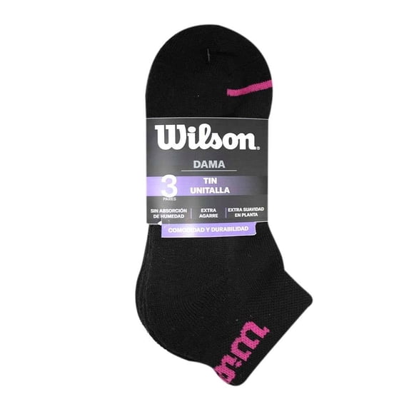 Tin Wilson para Mujer, Quarter Afelpado Liso Negro 3 Pares Unitalla