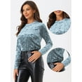 thumbnail image 2 of DARING DIVA Women's Velvet Round Neck Long Sleeve Casual Tops XL Light Blue, 2 of 6