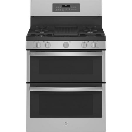 GE Profile PGB965YPFS 6.8 Cu. Ft. Stainless Gas Double Oven Range with No Preheat Air Fry