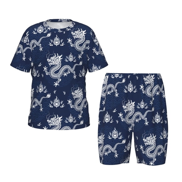 Balery Dragon Conjunto de Pijama Infantil de Manga Corta con Estampado – Ropa de Dormir de Algodón Suave-XX-Large