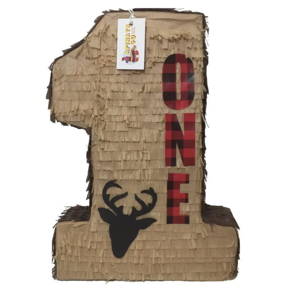 APINATA4U 20'' Tall Number One Lumberjack Pinata with Reindeer Detail