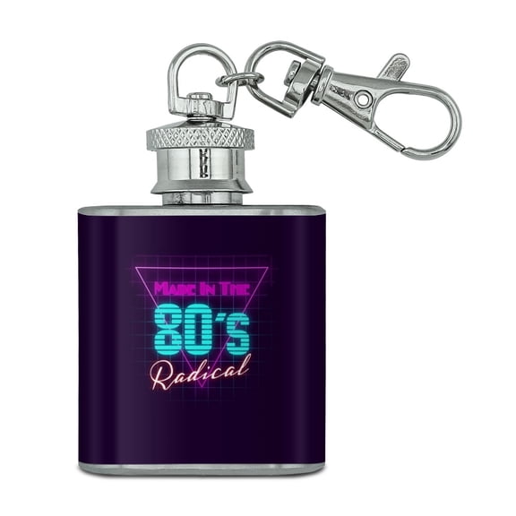 Made in the 80s Radical Stainless Steel 1oz Mini Flask Key Chain