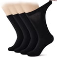 thumbnail image 5 of Loritta 4 Pairs Diabetic Socks for Women & Men Super Soft Non-Binding Extra Wide Top Crew Socks , Black, 5 of 7