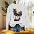 thumbnail image 4 of Xuyuer Women's Carnival Printed Long Sleeved Round Neck Mardi Gras Sweatshirt Carnival Outfits Women Carnival Sweatshirts Fat Tuesday Fashionable Pullover Tops, 4 of 6
