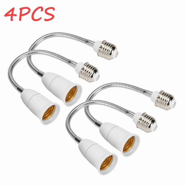 LNGOOR - Adaptador de enchufe flexible E27 para lámpara, 4 unidades, extensor de enchufe Edison ajustable para iluminación del hogar, soporte de enchufe para luz LED de cultivo, etc.