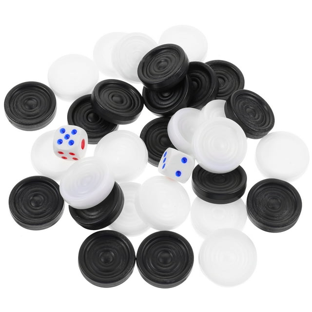 CIMAXIC Pièces de backgammon 1 Ensemble Pièces de backgammon Noir et Blanc Pièces de Remplacement en Plastique,0.87"X0.87"X0.24 Pouces