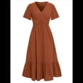 thumbnail image 1 of Vestidos de Mujer con Cuello en V Rojo Ladrillo L, 1 of 10