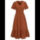 thumbnail image 1 of Vestidos de Mujer con Cuello en V Rojo Ladrillo L, 1 of 10