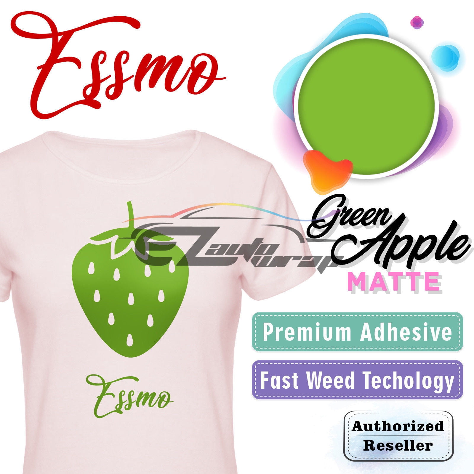 ESSMO Green Apple Matte Solid Heat Transfer Vinyl HTV Sheet T-Shirt 20" Wide Iron On Heat Press DP34 20"x96"