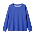 thumbnail image 6 of Qingpeng Womens Lightweight Tops Solid Color Pullover Loose Crew Neck Long Sleeve Workout Sports Casual Tee Shirts, 6 of 6