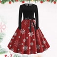 thumbnail image 2 of Robes Élégantes pour Femmes Col Rond Manches Longues Robe Imprimée Évasée pour Bal et Rassemblements Festifs, 2 of 3