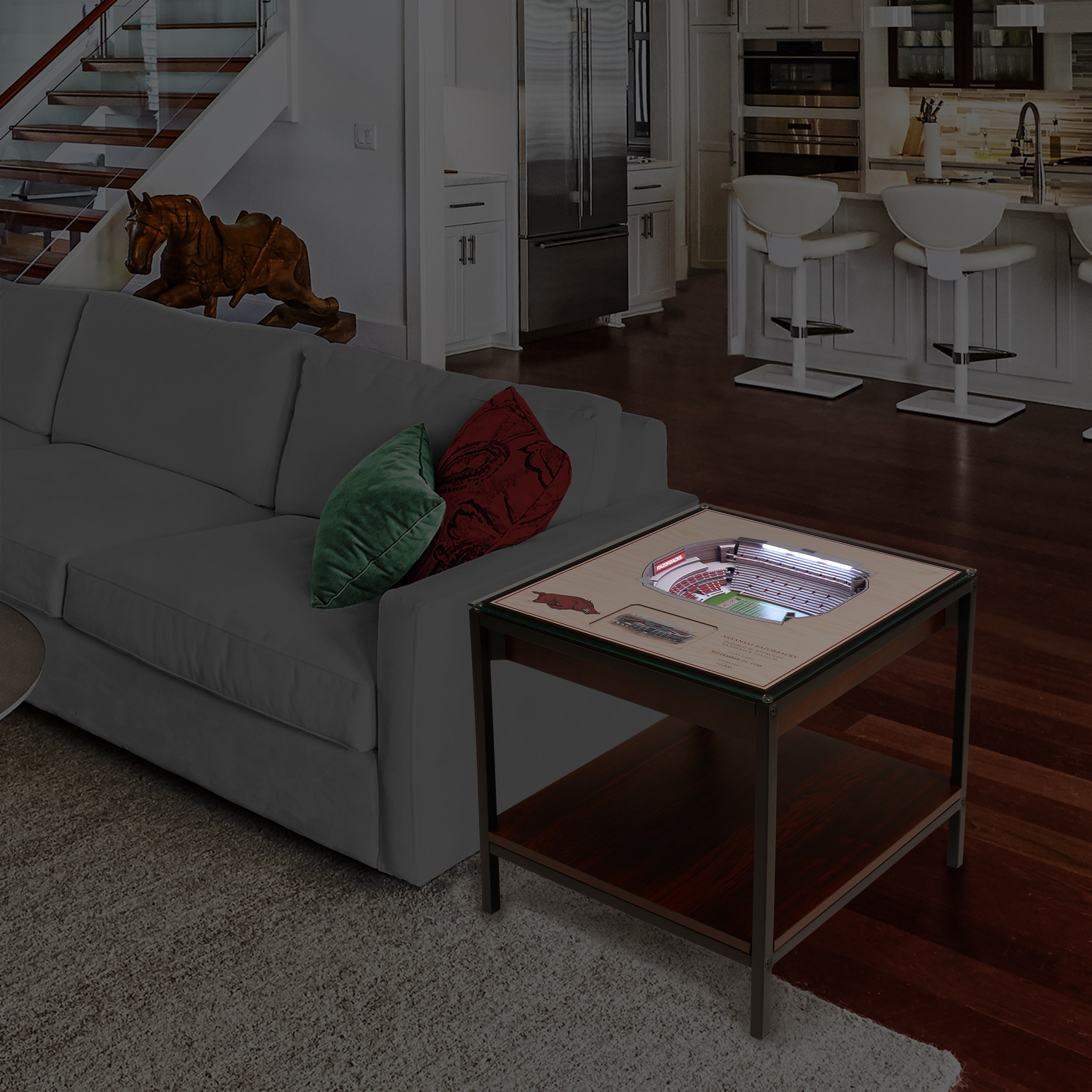 Arkansas Razorbacks 25-Layer StadiumViews Lighted End Table